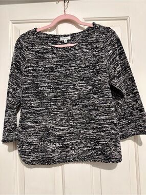 Max Studio Black and White Marled Crewneck Sweater